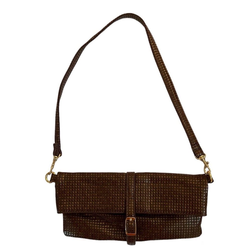 Jazza Brown Faux  Leather Small Crossbody Mini Bag, 9.5 X 4.5 Inches